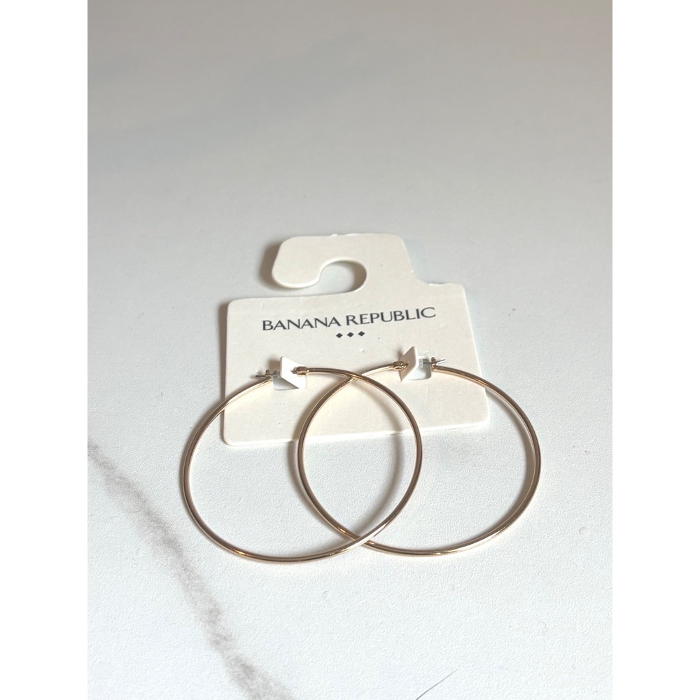 Banana Republic Factory Gold Tone Large Thin Hoop Earrings 385467-01-1 NEW